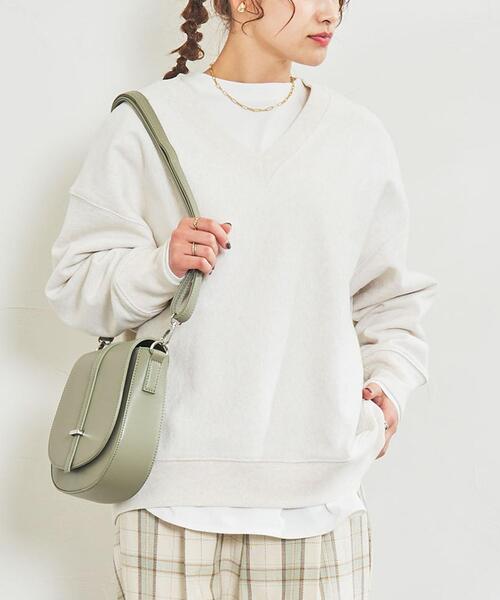 coen(コーエン)の「ヘビー裏毛Vネックスウェット(スウェット・レディース・ダークグレー/ナチュラル/ライトピンク・MEDIUM/LARGE)」の2枚目の写真