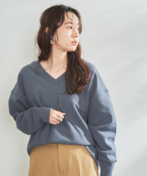 coen(コーエン)の「ヘビー裏毛Vネックスウェット(スウェット・レディース・ダークグレー/ナチュラル/ライトピンク・MEDIUM/LARGE)」の4枚目の写真