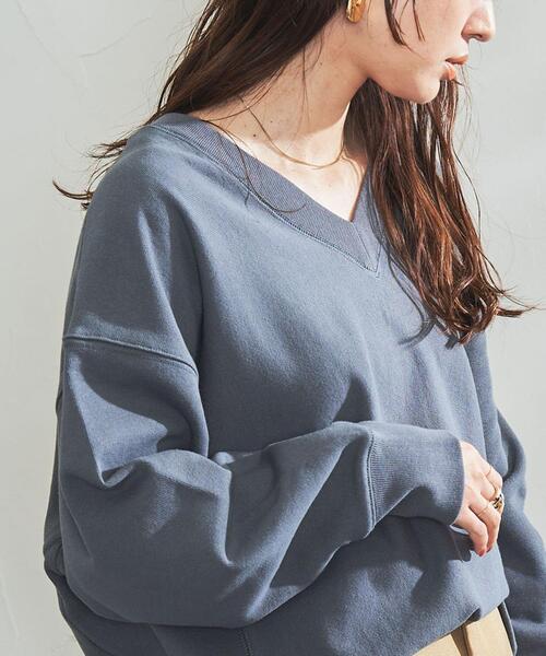 coen(コーエン)の「ヘビー裏毛Vネックスウェット(スウェット・レディース・ダークグレー/ナチュラル/ライトピンク・MEDIUM/LARGE)」の5枚目の写真