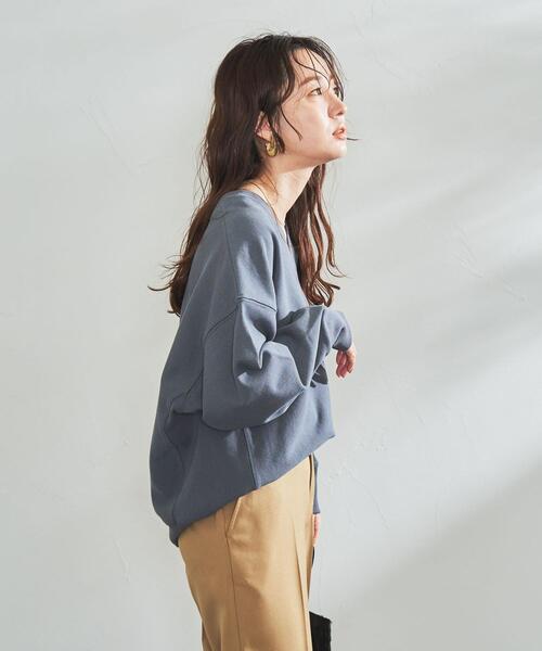 coen(コーエン)の「ヘビー裏毛Vネックスウェット(スウェット・レディース・ダークグレー/ナチュラル/ライトピンク・MEDIUM/LARGE)」の6枚目の写真