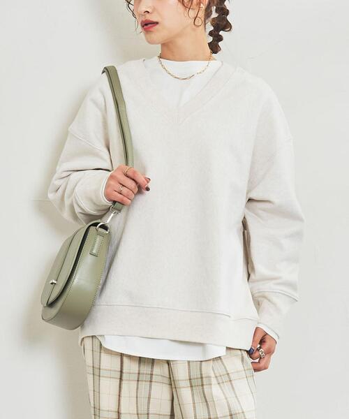 coen(コーエン)の「ヘビー裏毛Vネックスウェット(スウェット・レディース・ダークグレー/ナチュラル/ライトピンク・MEDIUM/LARGE)」の9枚目の写真