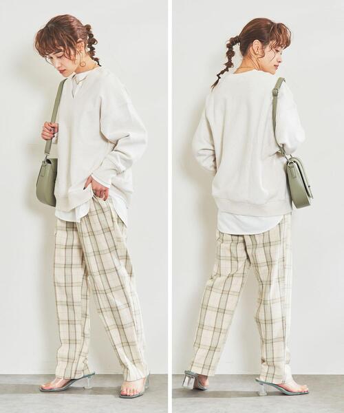 coen(コーエン)の「ヘビー裏毛Vネックスウェット(スウェット・レディース・ダークグレー/ナチュラル/ライトピンク・MEDIUM/LARGE)」の11枚目の写真