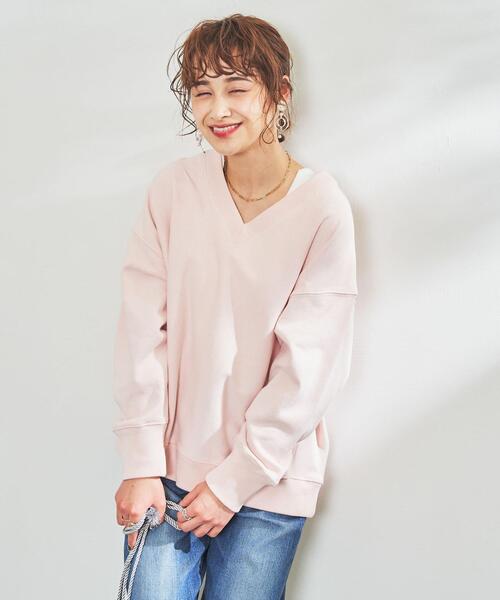 coen(コーエン)の「ヘビー裏毛Vネックスウェット(スウェット・レディース・ダークグレー/ナチュラル/ライトピンク・MEDIUM/LARGE)」の12枚目の写真