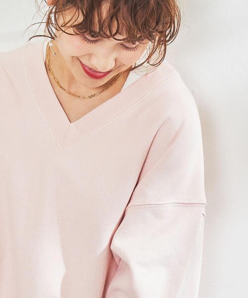 coen(コーエン)の「ヘビー裏毛Vネックスウェット(スウェット・レディース・ダークグレー/ナチュラル/ライトピンク・MEDIUM/LARGE)」の13枚目の写真