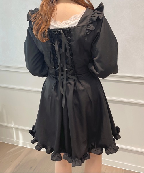 APRES JOUR FERIE♡バックレース&リボン付きワンピース ドレス APRES JOUR FERIEバックレースリボンフォーマルワンピース Mドレス