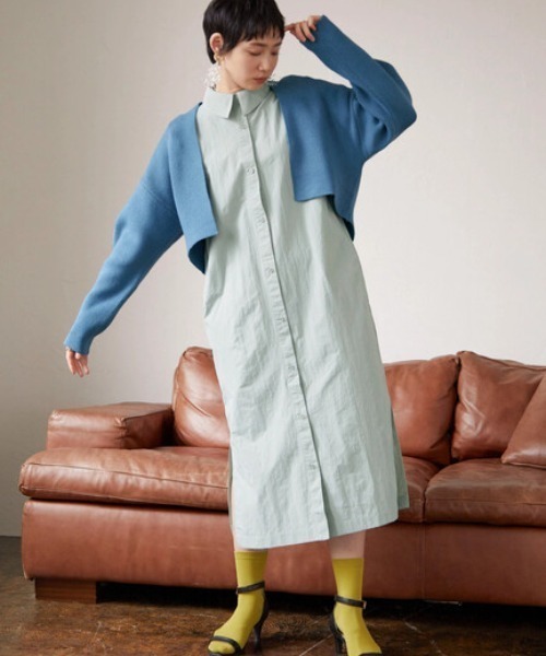 armonia(アルモニーア)の「armonia.衿付き前ボタンワンピース(ワンピース・レディース・オフホワイト/サックスブルー/ブルー・FREE)」の2枚目の写真