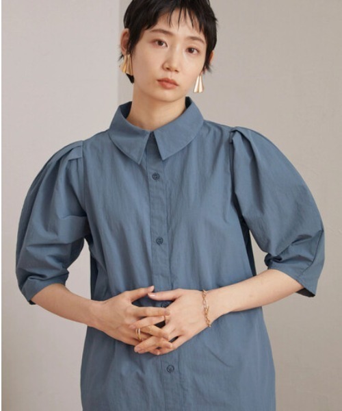 armonia(アルモニーア)の「armonia.衿付き前ボタンワンピース(ワンピース・レディース・オフホワイト/サックスブルー/ブルー・FREE)」の3枚目の写真