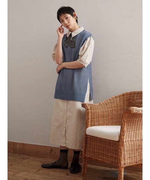 armonia(アルモニーア)の「armonia.衿付き前ボタンワンピース(ワンピース・レディース・オフホワイト/サックスブルー/ブルー・FREE)」の16枚目の写真