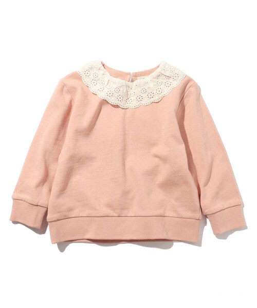 SHOO・LA・RUE（シューラルー）の「◆【90-130cm】衿レース裏毛トレーナー（スウェット・キッズ・アイボリー/ピンク系/サックスブルー・11/12/09/10/13）」の3枚目の写真