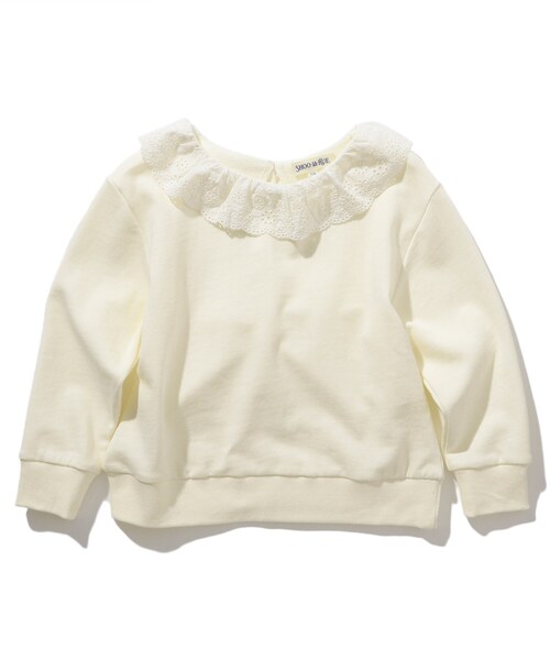SHOO・LA・RUE（シューラルー）の「◆【90-130cm】衿レース裏毛トレーナー（スウェット・キッズ・アイボリー/ピンク系/サックスブルー・11/12/09/10/13）」の11枚目の写真