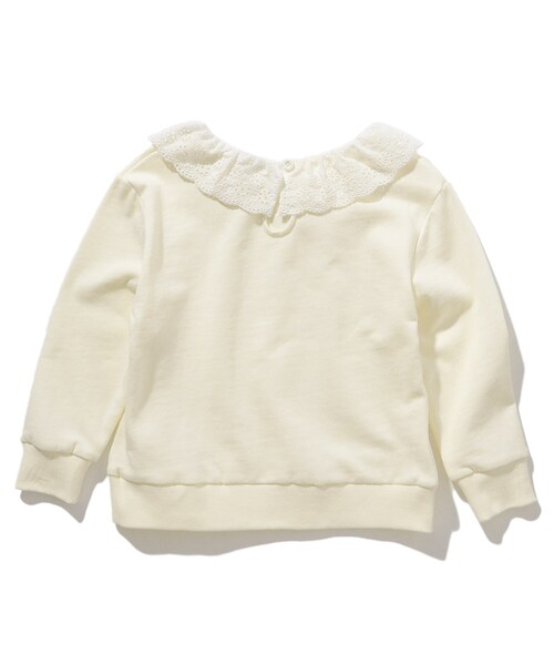 SHOO・LA・RUE（シューラルー）の「◆【90-130cm】衿レース裏毛トレーナー（スウェット・キッズ・アイボリー/ピンク系/サックスブルー・11/12/09/10/13）」の6枚目の写真