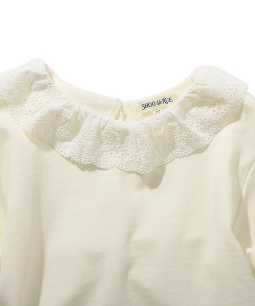 SHOO・LA・RUE（シューラルー）の「◆【90-130cm】衿レース裏毛トレーナー（スウェット・キッズ・アイボリー/ピンク系/サックスブルー・11/12/09/10/13）」の8枚目の写真