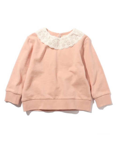 SHOO・LA・RUE（シューラルー）の「◆【90-130cm】衿レース裏毛トレーナー（スウェット・キッズ・アイボリー/ピンク系/サックスブルー・11/12/09/10/13）」の9枚目の写真