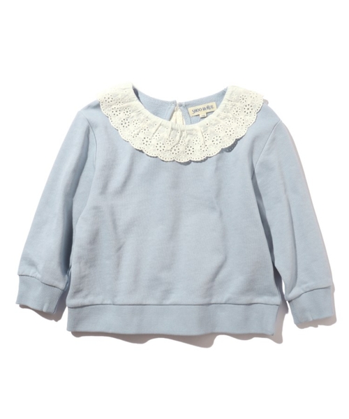 SHOO・LA・RUE（シューラルー）の「◆【90-130cm】衿レース裏毛トレーナー（スウェット・キッズ・アイボリー/ピンク系/サックスブルー・11/12/09/10/13）」の14枚目の写真