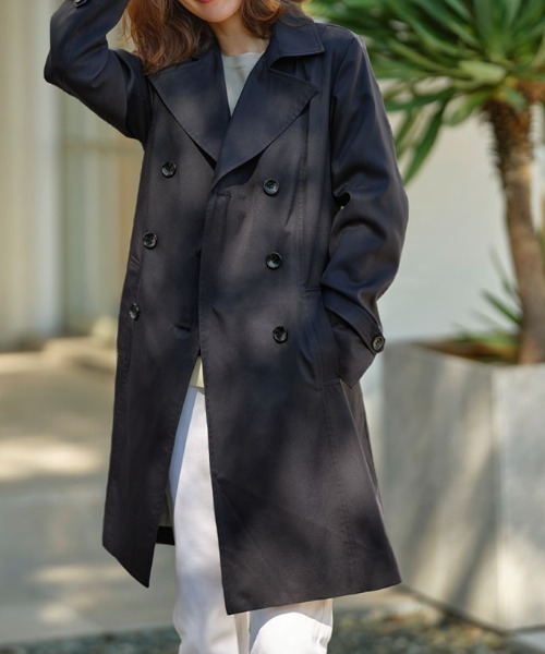 RANAN（ラナン）の「花粉対策！ベーシックトレンチコート（トレンチコート・レディース・ブルー/ネイビー/ベージュ/アイボリー・LL/L/M）」の3枚目の写真