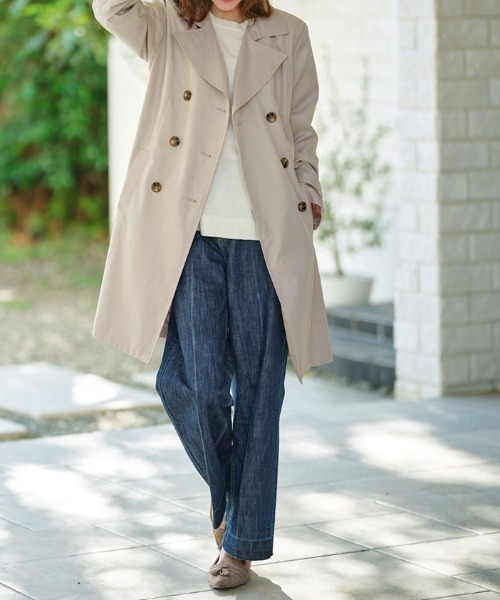 RANAN（ラナン）の「花粉対策！ベーシックトレンチコート（トレンチコート・レディース・ブルー/ネイビー/ベージュ/アイボリー・LL/L/M）」の2枚目の写真