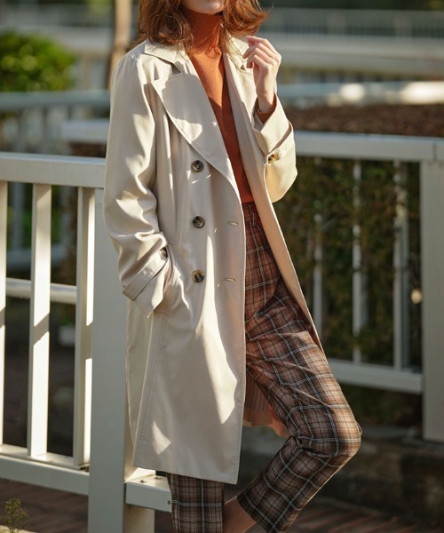RANAN（ラナン）の「花粉対策！ベーシックトレンチコート（トレンチコート・レディース・ブルー/ネイビー/ベージュ/アイボリー・LL/L/M）」の6枚目の写真