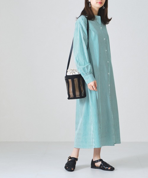 acro（アクロ）の「ストライプシャツワンピース/AC1307（シャツワンピース・レディース・ブルー/グリーン/オレンジ/ピンク・ﾌﾘ-）」の13枚目の写真
