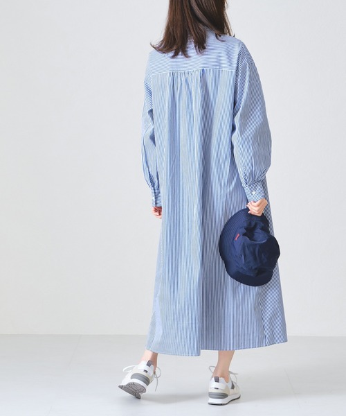 acro（アクロ）の「ストライプシャツワンピース/AC1307（シャツワンピース・レディース・ブルー/グリーン/オレンジ/ピンク・ﾌﾘ-）」の7枚目の写真