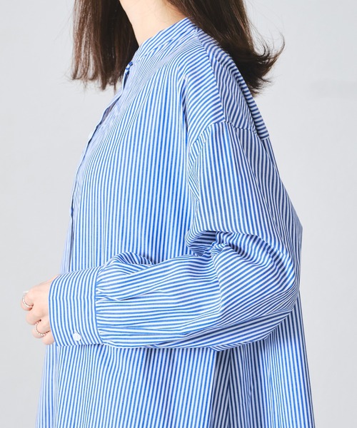 acro（アクロ）の「ストライプシャツワンピース/AC1307（シャツワンピース・レディース・ブルー/グリーン/オレンジ/ピンク・ﾌﾘ-）」の5枚目の写真