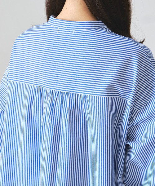 acro（アクロ）の「ストライプシャツワンピース/AC1307（シャツワンピース・レディース・ブルー/グリーン/オレンジ/ピンク・ﾌﾘ-）」の8枚目の写真