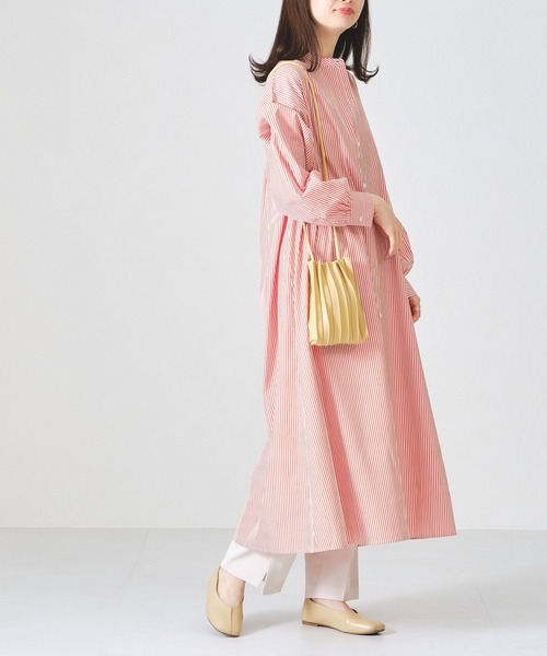 acro（アクロ）の「ストライプシャツワンピース/AC1307（シャツワンピース・レディース・ブルー/グリーン/オレンジ/ピンク・ﾌﾘ-）」の14枚目の写真