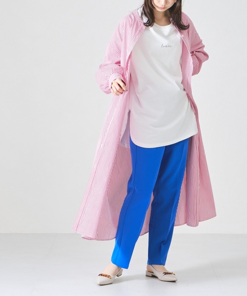 acro（アクロ）の「ストライプシャツワンピース/AC1307（シャツワンピース・レディース・ブルー/グリーン/オレンジ/ピンク・ﾌﾘ-）」の11枚目の写真