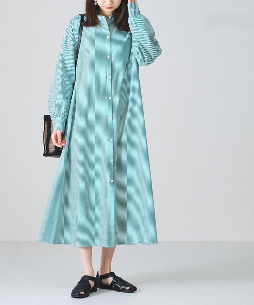 acro（アクロ）の「ストライプシャツワンピース/AC1307（シャツワンピース・レディース・ブルー/グリーン/オレンジ/ピンク・ﾌﾘ-）」の10枚目の写真