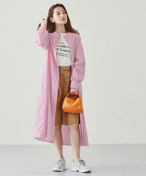 acro（アクロ）の「ストライプシャツワンピース/AC1307（シャツワンピース・レディース・ブルー/グリーン/オレンジ/ピンク・ﾌﾘ-）」の21枚目の写真