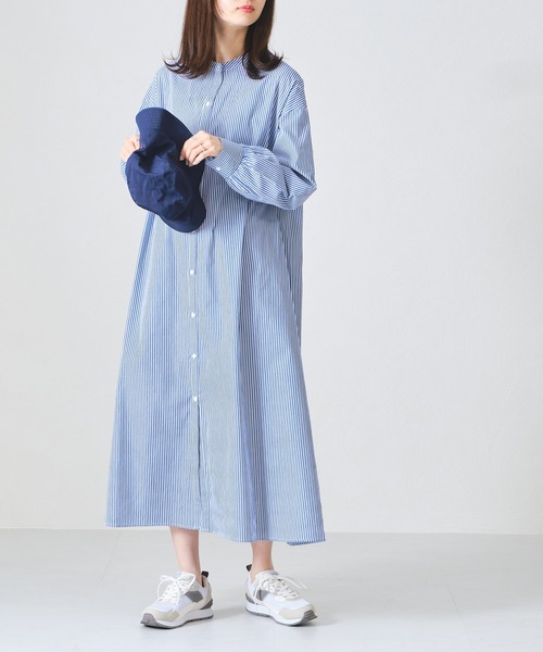acro（アクロ）の「ストライプシャツワンピース/AC1307（シャツワンピース・レディース・ブルー/グリーン/オレンジ/ピンク・ﾌﾘ-）」の18枚目の写真
