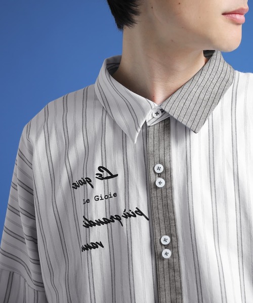 osharewalker（オシャレウォーカー）の「【廃盤】『フォトプリントストライプ柄シャツ』（シャツ/ブラウス・レディース・ライトグレー・1/2）」の6枚目の写真