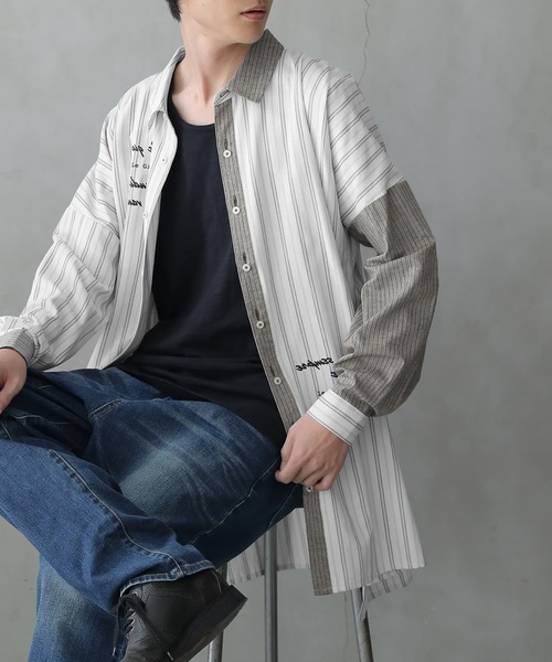 osharewalker（オシャレウォーカー）の「【廃盤】『フォトプリントストライプ柄シャツ』（シャツ/ブラウス・レディース・ライトグレー・1/2）」の8枚目の写真