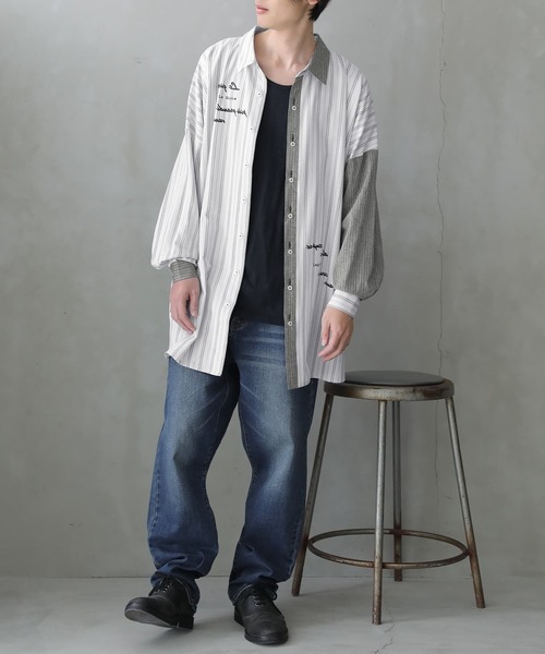 osharewalker（オシャレウォーカー）の「【廃盤】『フォトプリントストライプ柄シャツ』（シャツ/ブラウス・レディース・ライトグレー・1/2）」の10枚目の写真