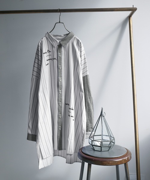 osharewalker（オシャレウォーカー）の「【廃盤】『フォトプリントストライプ柄シャツ』（シャツ/ブラウス・レディース・ライトグレー・1/2）」の11枚目の写真