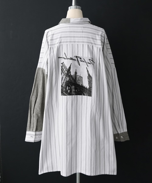 osharewalker（オシャレウォーカー）の「【廃盤】『フォトプリントストライプ柄シャツ』（シャツ/ブラウス・レディース・ライトグレー・1/2）」の17枚目の写真