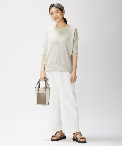 J.PRESS(ジェイプレス)の「【洗える・吸水速乾】コットン麻シェルドライ ワイド パンツ(その他パンツ・レディース・カーキ系/ホワイト系/ネイビー系・11/13/7/9)」の11枚目の写真