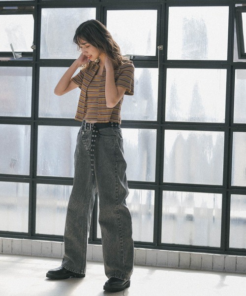 PBLIM（ページボーイリム）の「【PAGEBOYLIM】マルチボーダーセット（カーディガン/ボレロ・レディース・ホワイト系その他/ブラウン系その他/グリーン系その他・FREE）」の14枚目の写真