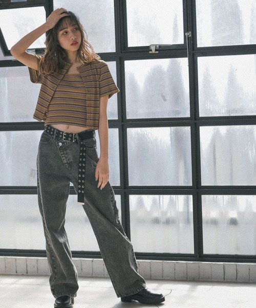 PBLIM（ページボーイリム）の「【PAGEBOYLIM】マルチボーダーセット（カーディガン/ボレロ・レディース・ホワイト系その他/ブラウン系その他/グリーン系その他・FREE）」の15枚目の写真