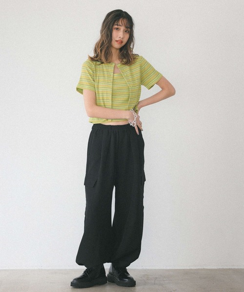 PBLIM（ページボーイリム）の「【PAGEBOYLIM】マルチボーダーセット（カーディガン/ボレロ・レディース・ホワイト系その他/ブラウン系その他/グリーン系その他・FREE）」の19枚目の写真