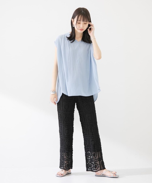 ITEMS URBANRESEARCH（アイテムズ アーバンリサーチ）の「クロシェパッチワークニットパンツ（その他パンツ・レディース・ブラック/ナチュラル・FREE）」の8枚目の写真