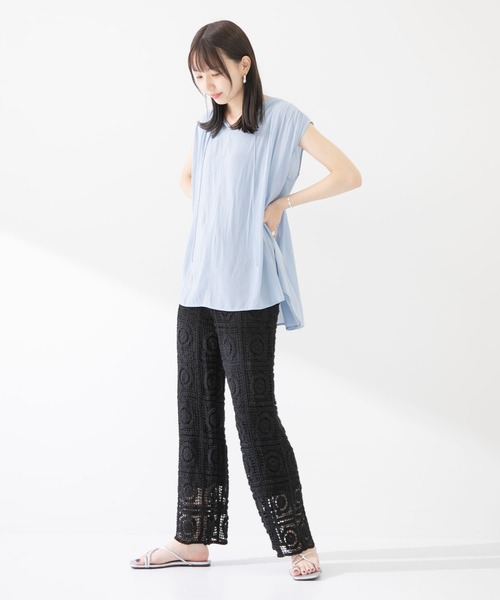 ITEMS URBANRESEARCH（アイテムズ アーバンリサーチ）の「クロシェパッチワークニットパンツ（その他パンツ・レディース・ブラック/ナチュラル・FREE）」の9枚目の写真