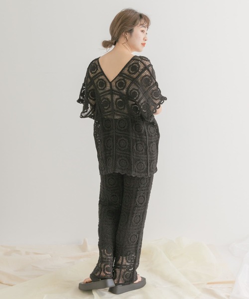ITEMS URBANRESEARCH（アイテムズ アーバンリサーチ）の「クロシェパッチワークニットパンツ（その他パンツ・レディース・ブラック/ナチュラル・FREE）」の19枚目の写真