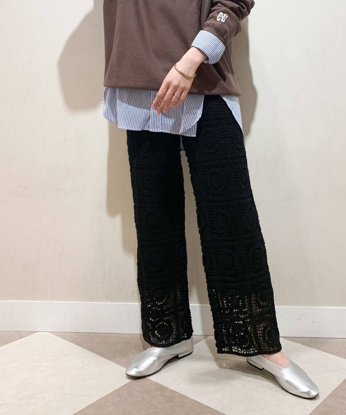 ITEMS URBANRESEARCH（アイテムズ アーバンリサーチ）の「クロシェパッチワークニットパンツ（その他パンツ・レディース・ブラック/ナチュラル・FREE）」の20枚目の写真