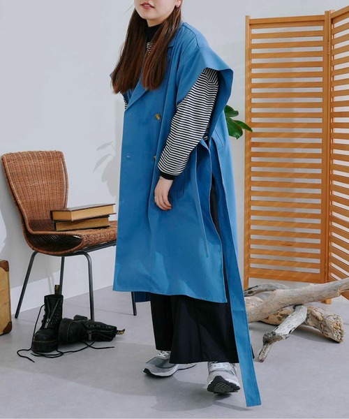 CPCM（シーピーシーエム）の「ポンチョ風ハトメアクセントトレンチ（トレンチコート・レディース・ライトベージュ/カーキ/ブルー・FREE）」の21枚目の写真