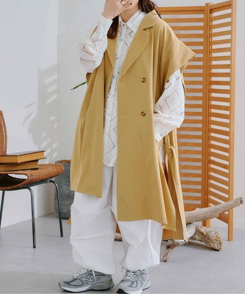 CPCM（シーピーシーエム）の「ポンチョ風ハトメアクセントトレンチ（トレンチコート・レディース・ライトベージュ/カーキ/ブルー・FREE）」の13枚目の写真