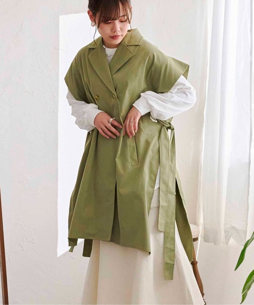 CPCM（シーピーシーエム）の「ポンチョ風ハトメアクセントトレンチ（トレンチコート・レディース・ライトベージュ/カーキ/ブルー・FREE）」の14枚目の写真