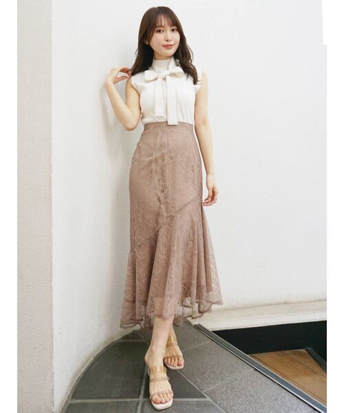 MERCURYDUO（マーキュリーデュオ）の「【To/】ボウタイ付ニット（ニット/セーター・レディース・ブラック/オフホワイト/ブルー・FREE）」の7枚目の写真