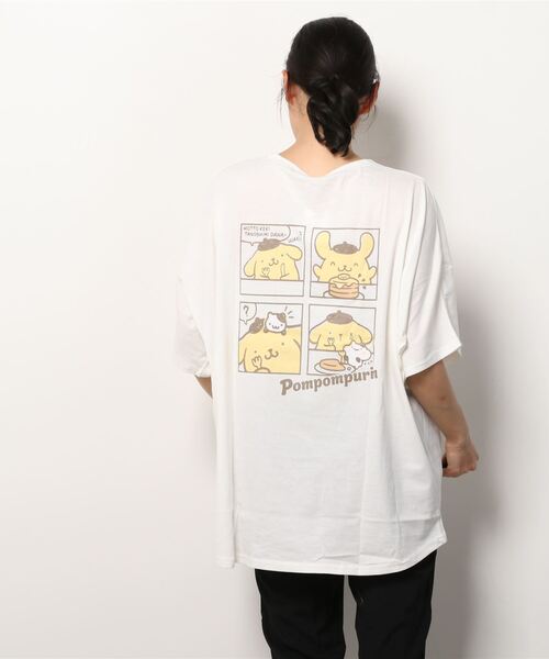 Mac-House(マックハウス)の「サンリオバックプリントドルマン半袖Tシャツ(Tシャツ/カットソー・レディース・ホワイト/オートミール/グリーン/ブラック・フリー)」の7枚目の写真