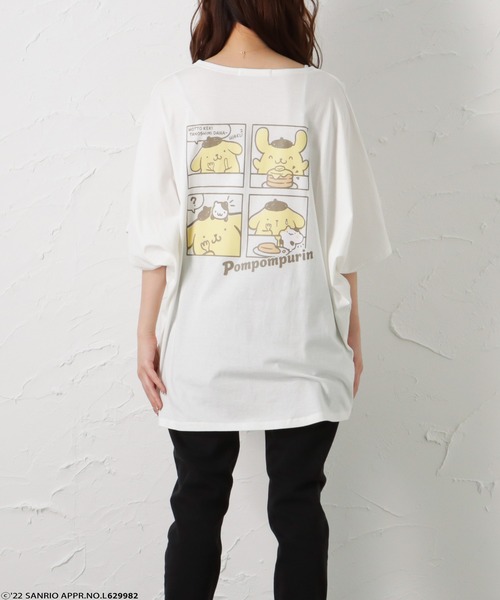 Mac-House(マックハウス)の「サンリオバックプリントドルマン半袖Tシャツ(Tシャツ/カットソー・レディース・ホワイト/オートミール/グリーン/ブラック・フリー)」の14枚目の写真