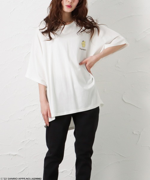 Mac-House(マックハウス)の「サンリオバックプリントドルマン半袖Tシャツ(Tシャツ/カットソー・レディース・ホワイト/オートミール/グリーン/ブラック・フリー)」の13枚目の写真